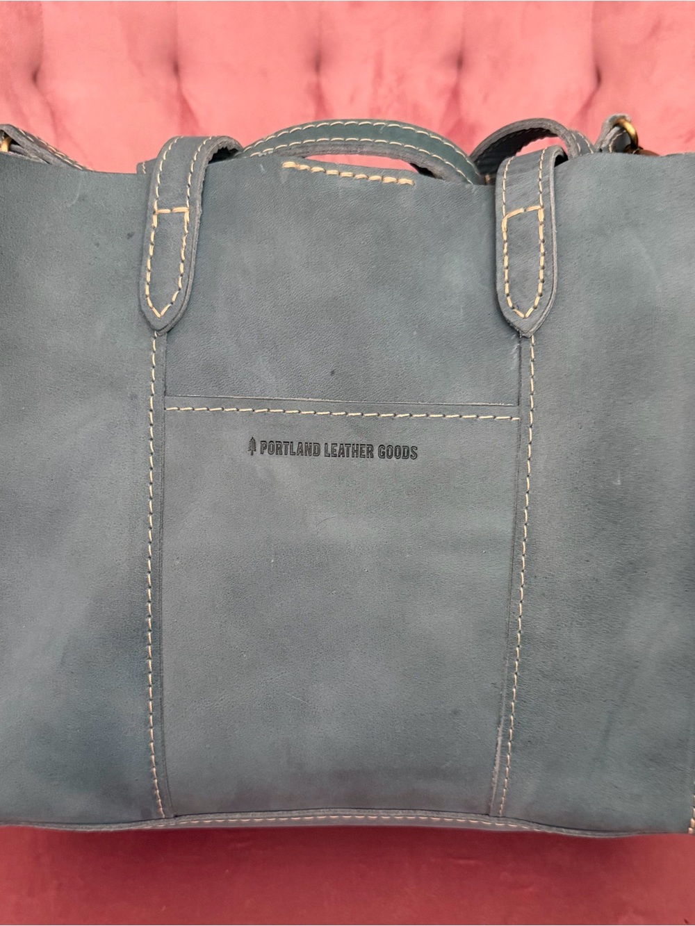 Portland Leather Teal-Blue Suede Tote